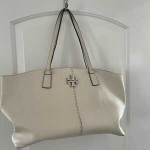 Large Tory Burch Ivory Leather Tote